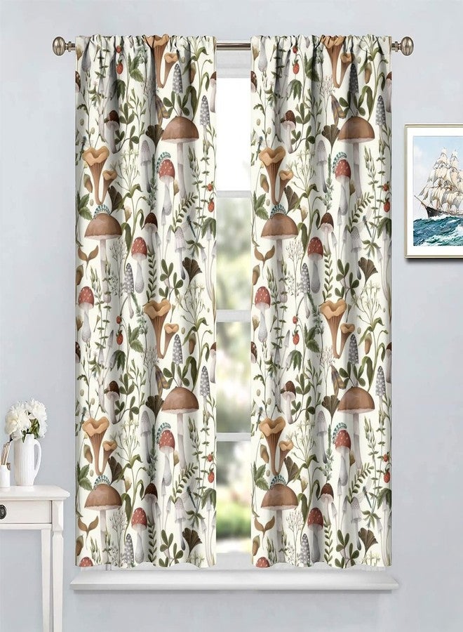 YCness Mushroom Curtains, Colorful Cartoon Abstract Botanical Plants Print Window Treatments for Living Room, Mushroom Seamless Home Decor White Curtain 2 Panel,42x45 Inch - Image 5